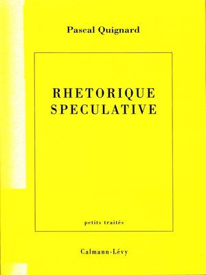cover image of Rhétorique spéculative